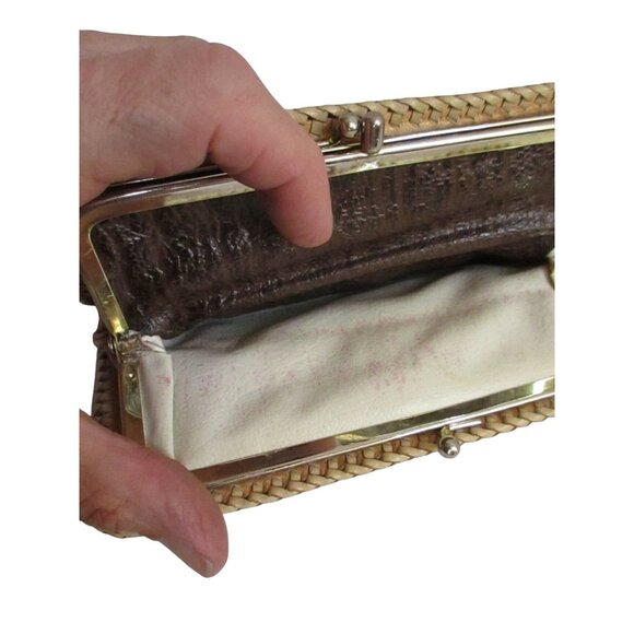 Vintage Clutch Wallet 1970's Women's 7" Handmade Leather Tooled Leaved Hippie - Picture 6 of 10